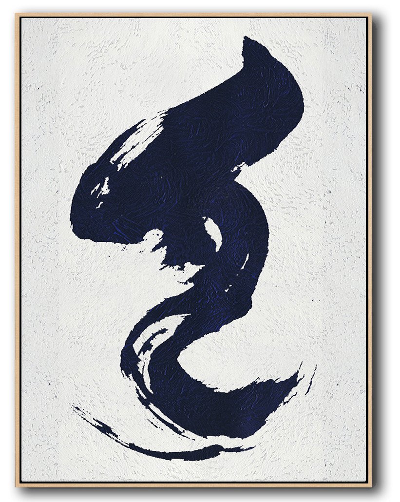 Buy Hand Painted Navy Blue Abstract Painting Online - Abstract Paintings With Circles Huge